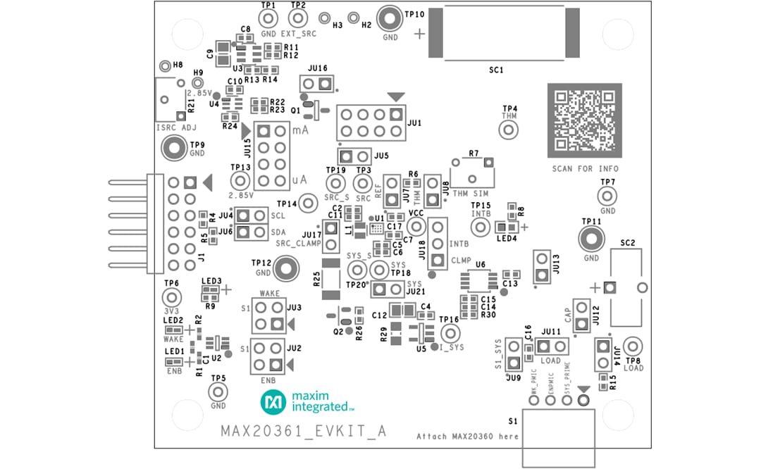 Plan mécanique - Analog Devices Inc. Kit d'évaluation MAX20361 (MAX20361EVKIT)