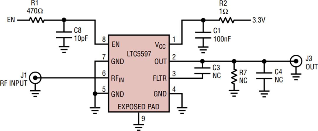 Schéma - Analog Devices Inc. Circuit de démonstration DC2932A pour LTC5597