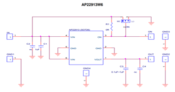 Schéma - Diodes Incorporated Cartes d'évaluation AP22913x-EVM