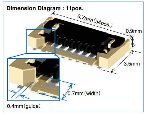 Graphique - Hirose Electric Connecteurs FPC FH72 0,3 mm à force de rétention élevée