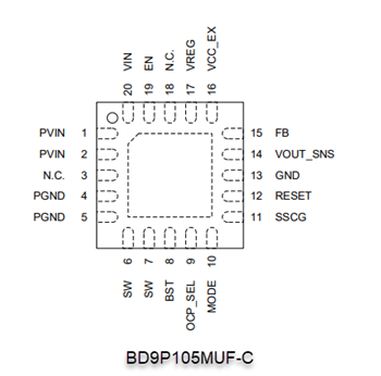 Schéma - ROHM Semiconductor Convertisseurs CC-CC Buck simples 2,2 MHz série BD9P