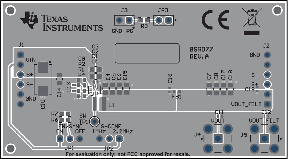 Plan mécanique - Texas Instruments Modules d'évaluation de convertisseur TPS6291xEVM-077