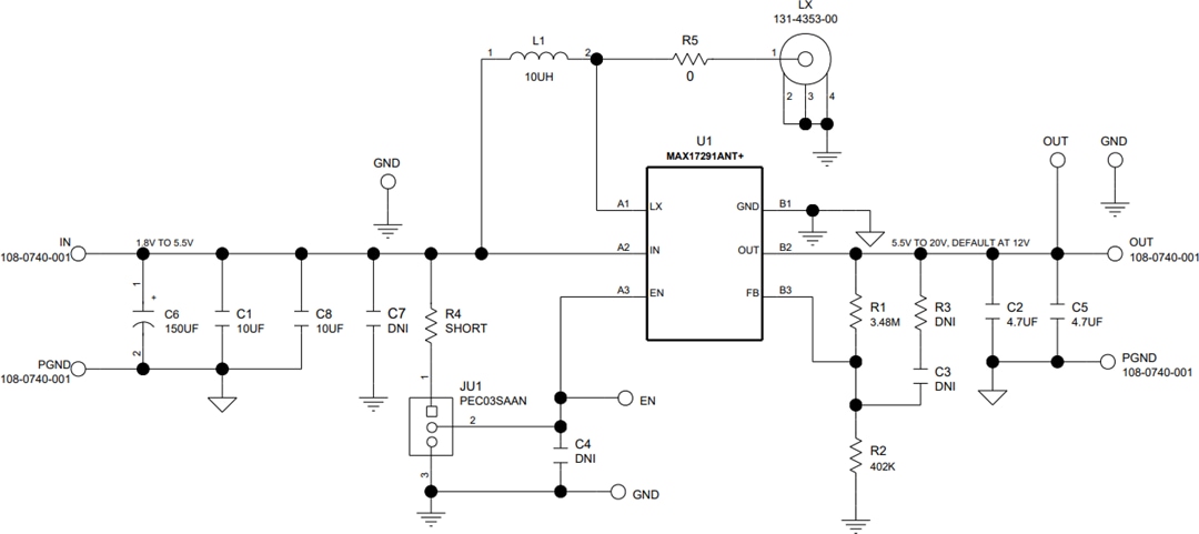 Schéma - Analog Devices Inc. Kit d'évaluation MAX17291EVK-WLP