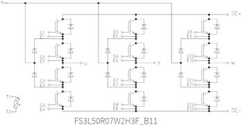 Schéma du circuit d'application - Infineon Technologies Modules IGBT EasyPACK™ Fx3L50R07W2H3FB11