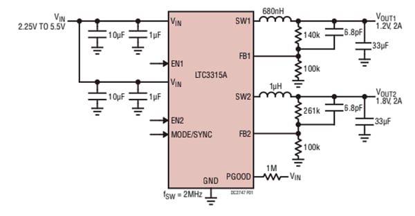 Circuit de localisation - Analog Devices Inc. Circuit de démonstration DC2747A