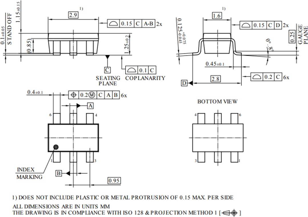 Plan mécanique - Infineon Technologies Pilote de LED linéaire à faible chute de tension BCR431U