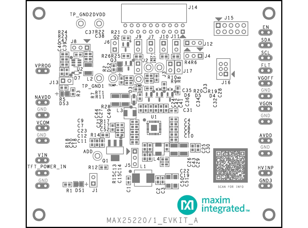 Plan mécanique - Analog Devices Inc. Kit d'évaluation MAX25221EVKIT
