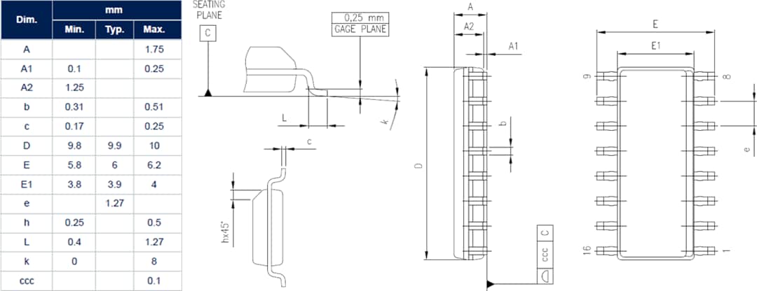 Plan mécanique - STMicroelectronics Convertisseur haute tension VIPer31