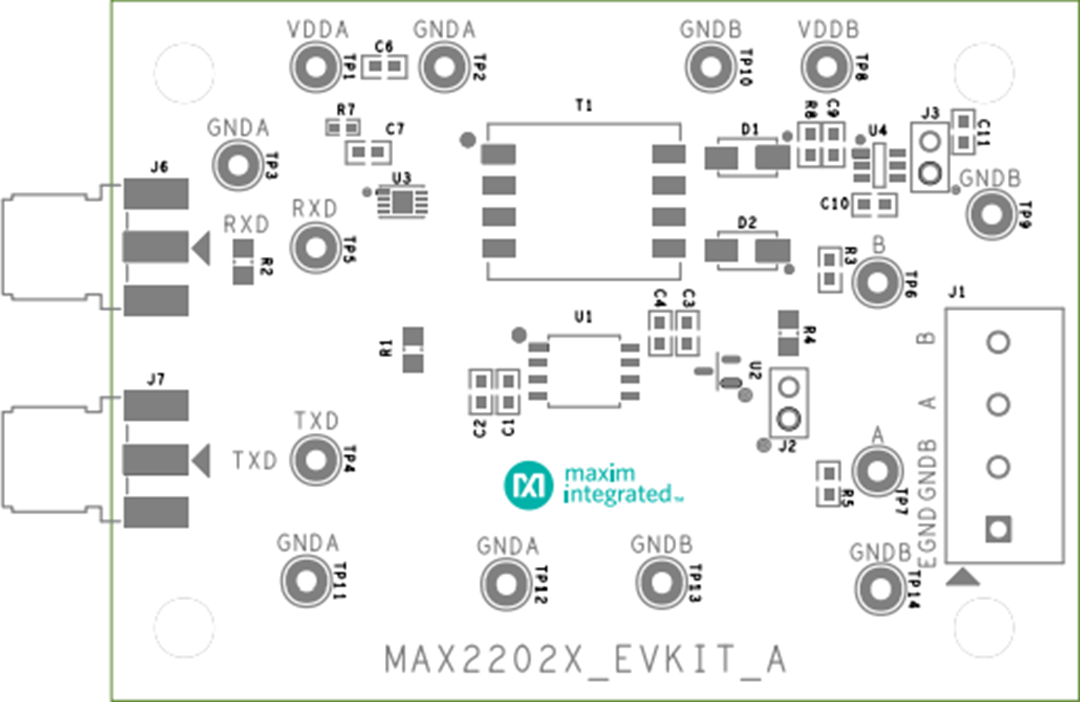 Plan mécanique - Analog Devices Inc. Kit d'évaluation MAX2202X