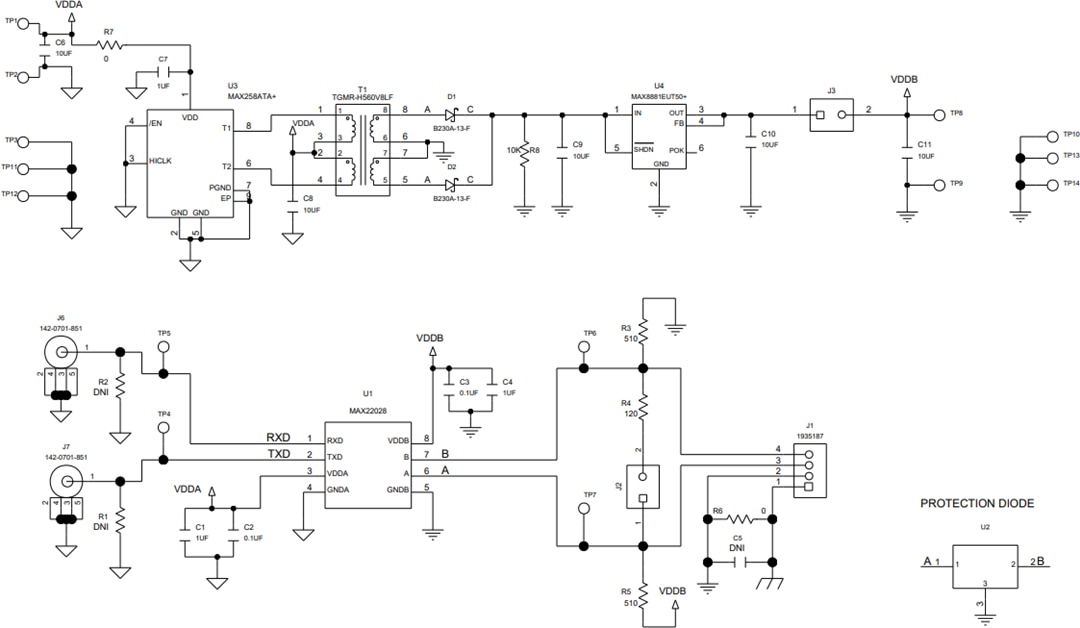 Schéma - Analog Devices Inc. Kit d'évaluation MAX2202X