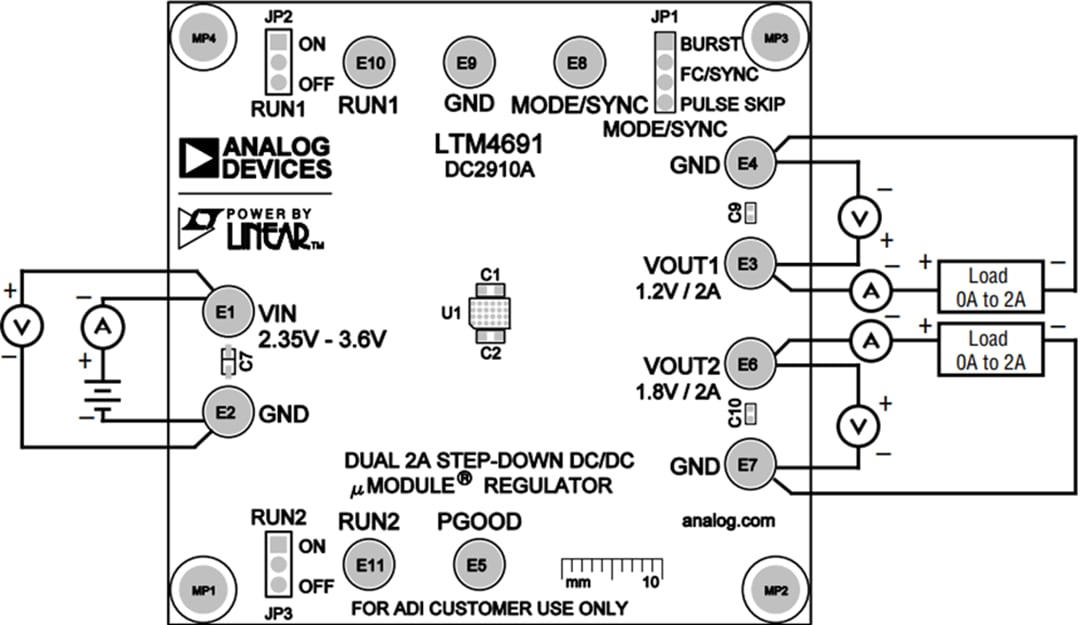 Plan mécanique - Analog Devices Inc. Carte de démonstration DC2910A pour régulateur µModule® LTM4691