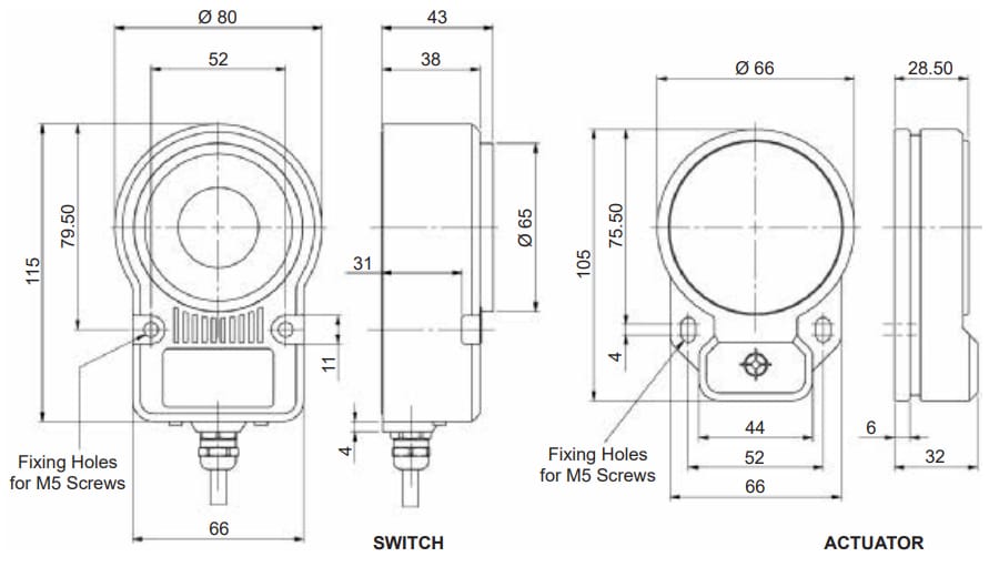 Plan mécanique - Omron Industrial Automation Interrupteurs de sécurité à verrouillage magnétique RFID D40ML