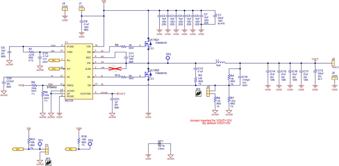 Schéma - Microchip Technology Carte d'évaluation haute puissance MIC2128 (ADM01006)