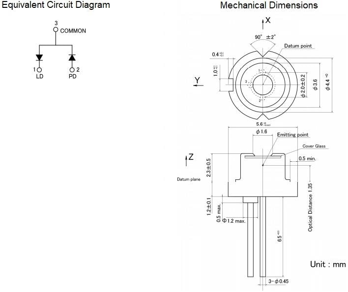 Plan mécanique - ROHM Semiconductor Diodes laser infrarouges