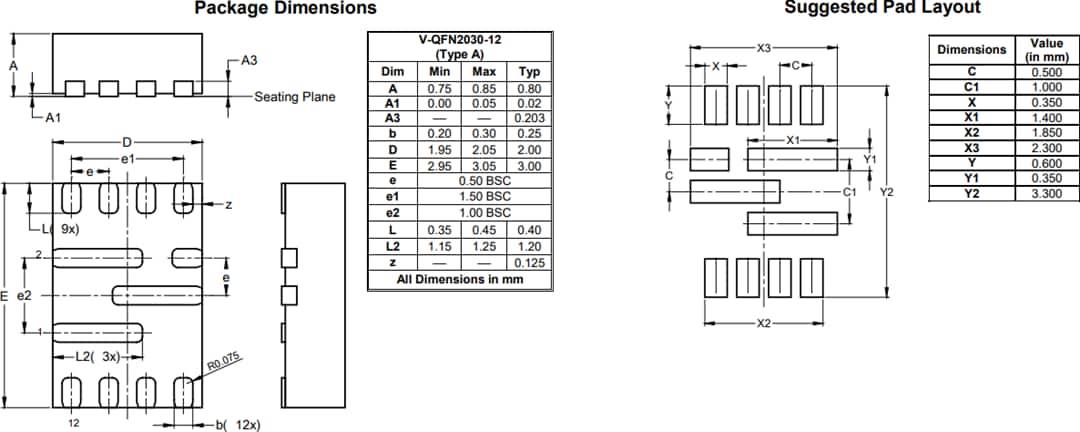 Plan mécanique - Diodes Incorporated Convertisseur Buck synchrone AP62600