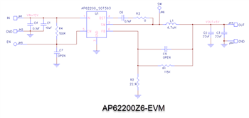 Schéma - Diodes Incorporated Cartes d'évaluation AP62200x