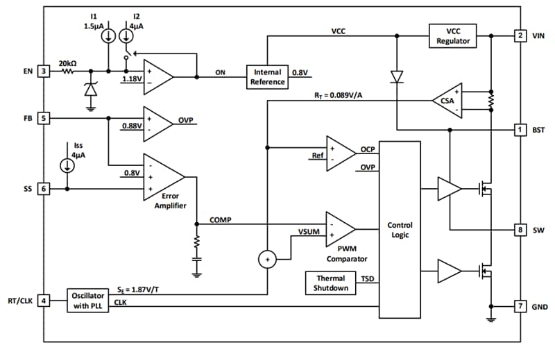 Schéma de principe - Diodes Incorporated Régulateur de tension à découpage AP64352Q