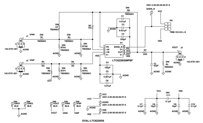 Schéma - Analog Devices Inc. Carte d'évaluation EVAL-LTC6228IS8