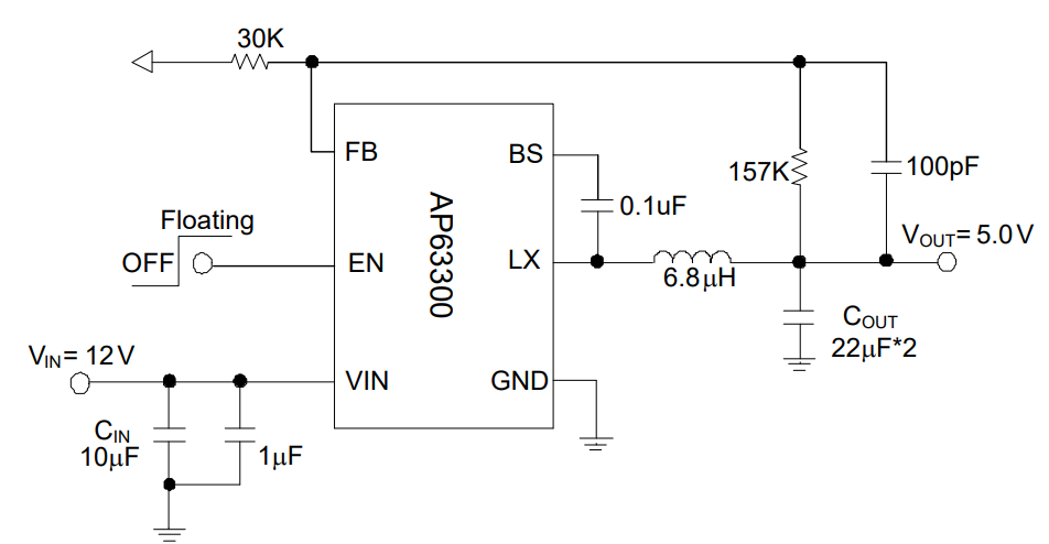 Schéma - Diodes Incorporated Cartes d'évaluation AP63300/1-EVM