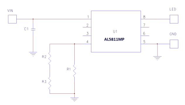 Schéma - Diodes Incorporated Carte d'évaluation AL5811EV1