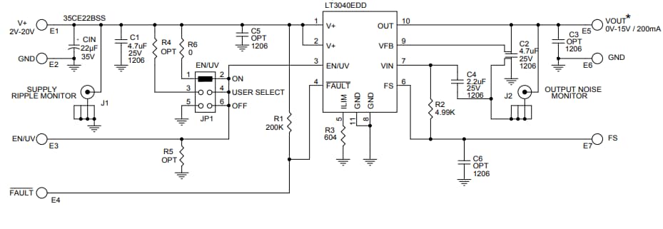 Schéma - Analog Devices Inc. Carte de démonstration LT3040 DC2783A