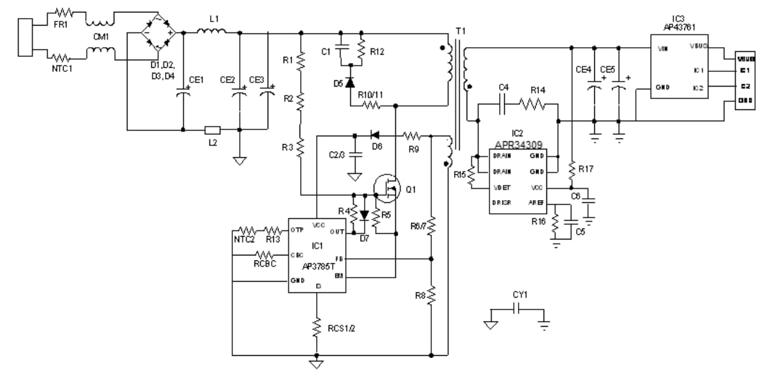 Schéma - Diodes Incorporated Carte d'évaluation AP3785TEV1