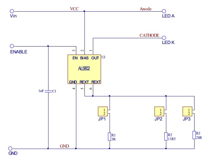 Schéma - Diodes Incorporated Carte d'évaluation AL5802EV1