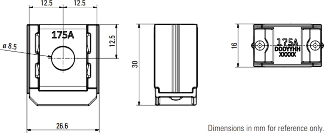 Plan mécanique - Littelfuse Fusibles ingle MEGA / Starter ZCASE®
