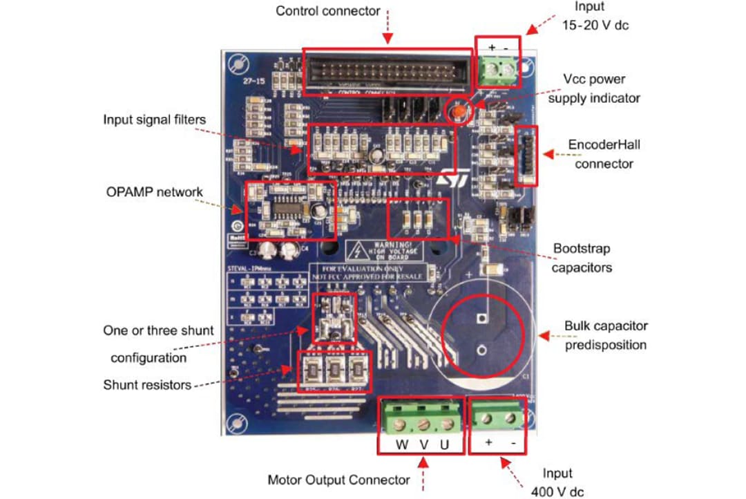 STMicroelectronics Carte d'alimentation de contrôle de moteur 1 500 W STEVAL-IPMM15B