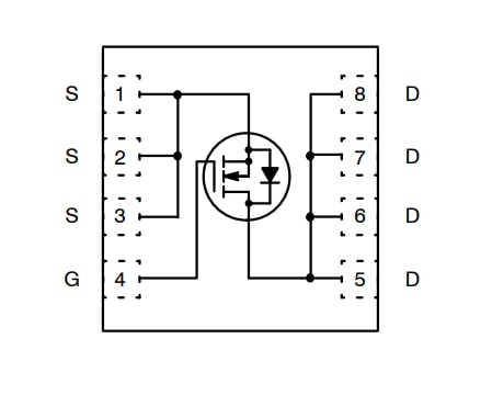 Schéma de principe - onsemi MOSFET NTMFSC PowerTrench®