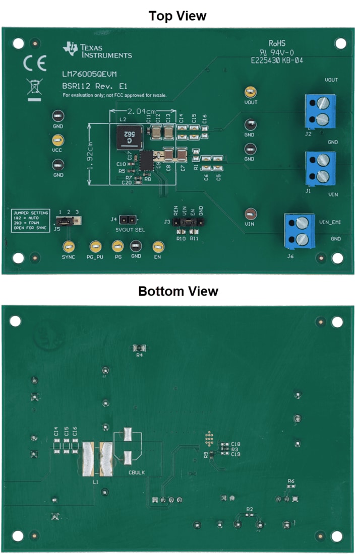 Plan mécanique - Texas Instruments Module d'évaluation (EVM) de convertisseur LM76005QEVM