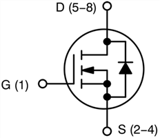 Schéma - onsemi  MOSFET de puissance à canal N 40 V NTMTS0D7N04C 