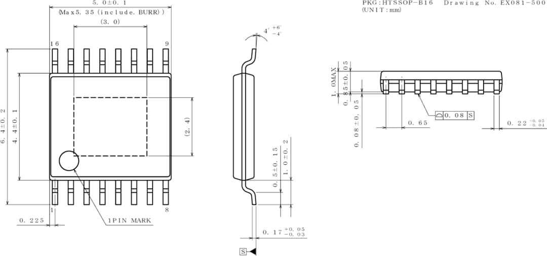 Plan mécanique - ROHM Semiconductor Pilotes LED BD18337EFV-ME2 & BD18347EFV-ME2 Drivers