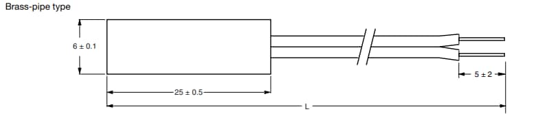 Plan mécanique - Vishay / BC Components Capteurs de thermistance CTN à fils longs NTCAPIPE3C90105