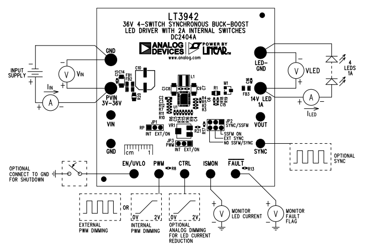 Schéma de principe - Analog Devices Inc. Carte de démonstration DC2404A LT3942