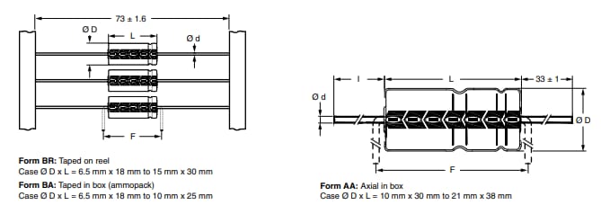 Graphique - Vishay / BC Components Condensateurs électrolytiques en aluminium axiaux 125 ALS