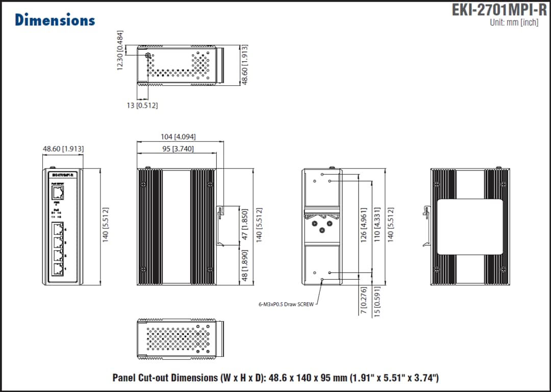 Plan mécanique - Advantech Injecteur EKI-2701MPI et extension EKI-2701MPI-R