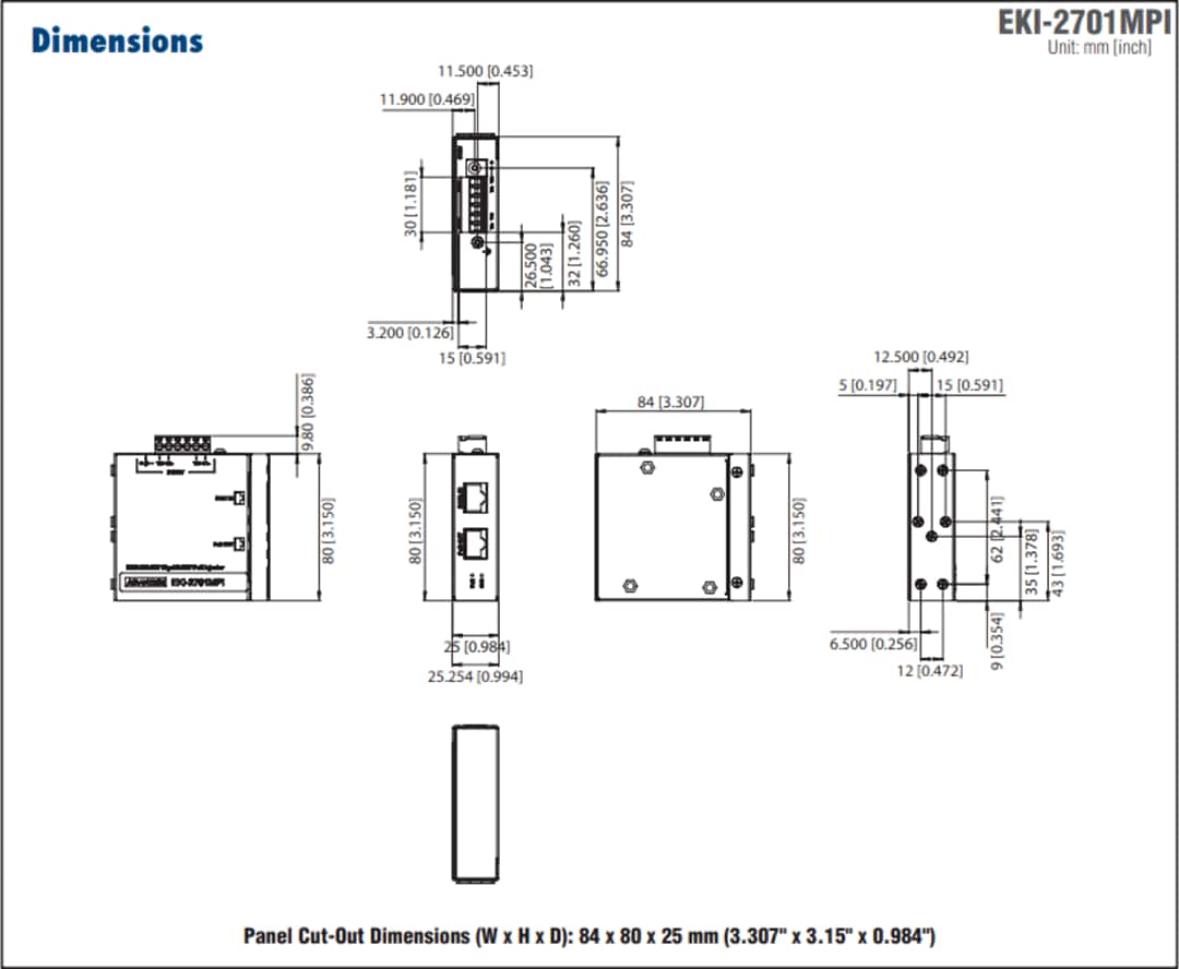 Plan mécanique - Advantech Injecteur EKI-2701MPI et extension EKI-2701MPI-R