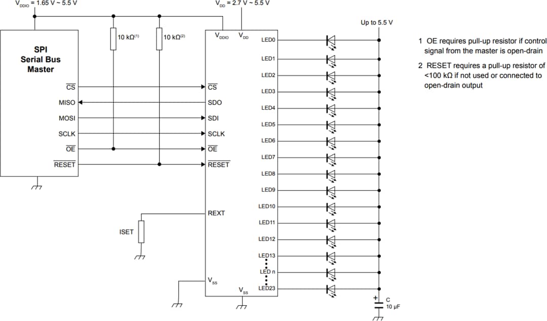 Schéma du circuit d'application - NXP Semiconductors Pilote LED à courant continu 24 voies PCA9957