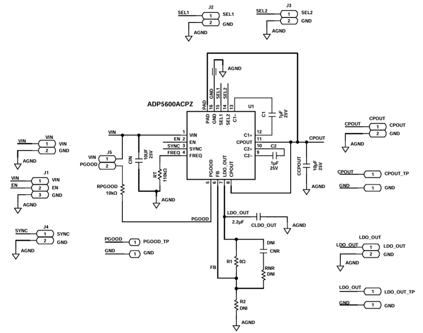 Schéma - Analog Devices Inc. Carte d'évaluation ADP5600CP-EVALZ
