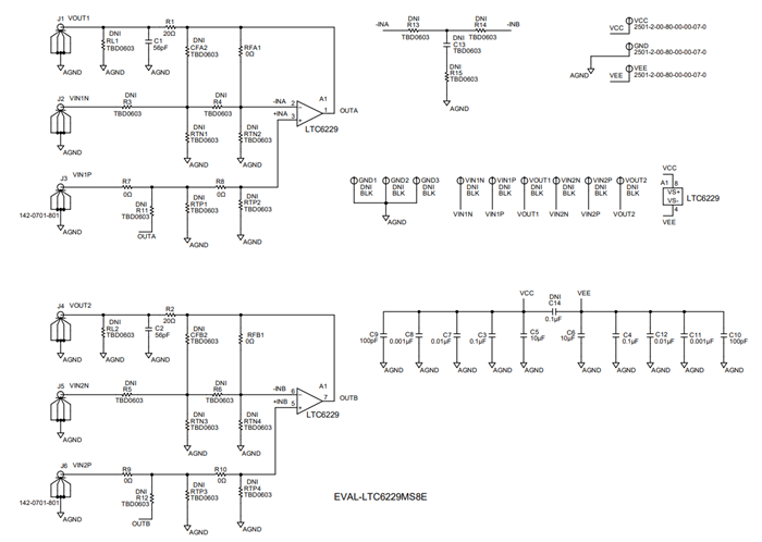 Schéma - Analog Devices Inc. Carte d'évaluation EVAL-LTC6229MS8E