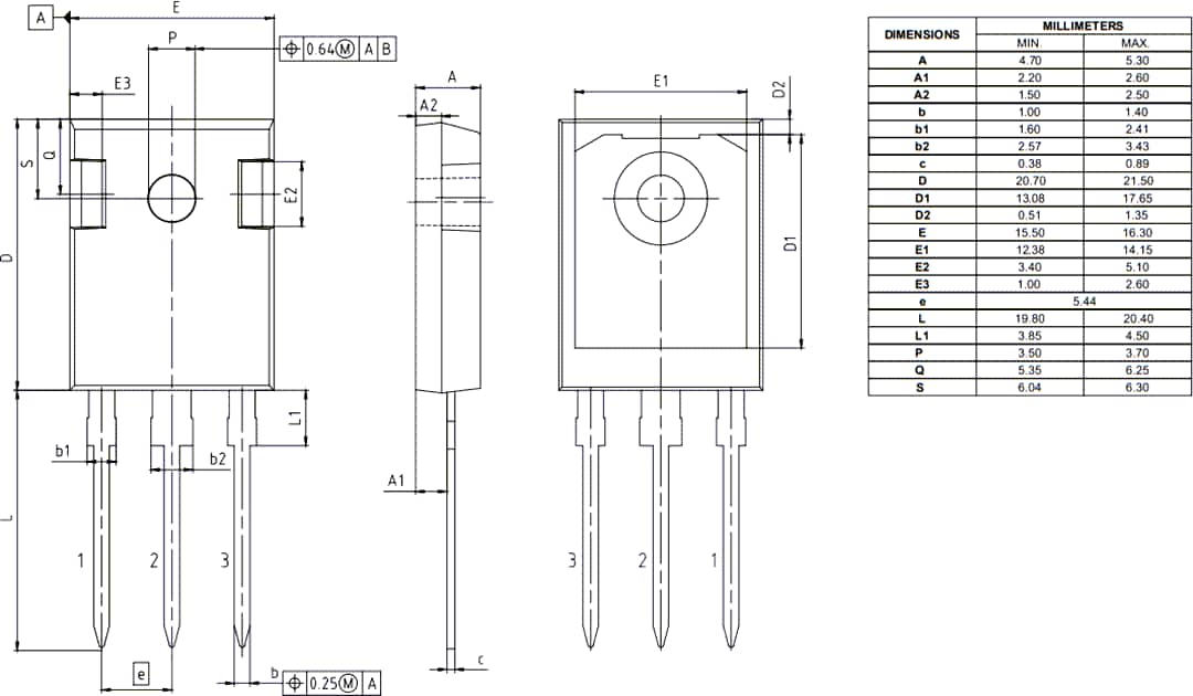 Plan mécanique - Infineon Technologies MOSFET de puissance à tranchée CoolSiC™ M1 650 V
