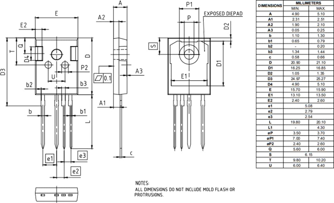 Plan mécanique - Infineon Technologies MOSFET de puissance à tranchée CoolSiC™ M1 650 V
