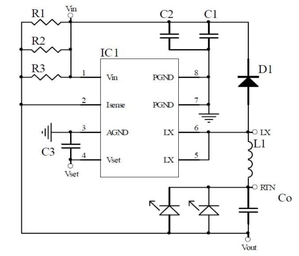 Schéma - Diodes Incorporated Carte d'évaluation PAM2863EV1