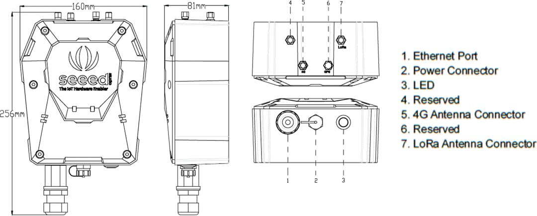 Plan mécanique - Seeed Studio Passerelle LoRaWAN® SenseCAP