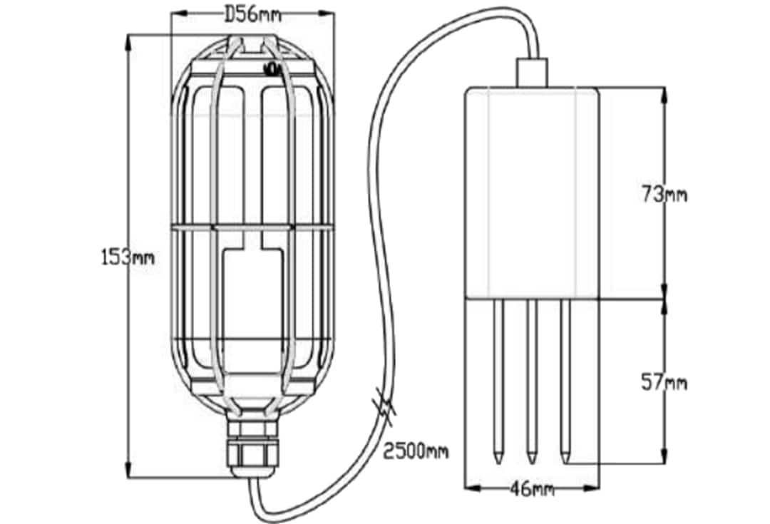 Plan mécanique - Seeed Studio Capteur de température et d'humidité du sol LoRa SenseCAP