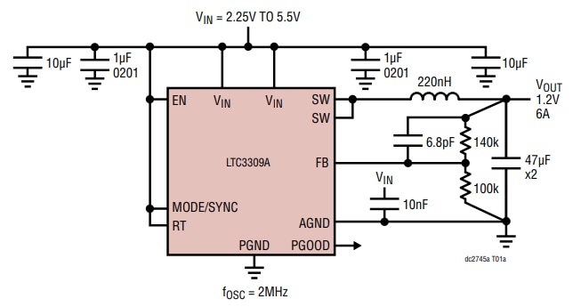 Circuit de localisation - Analog Devices Inc. Carte de démonstration LTC3309A (DC2745A)