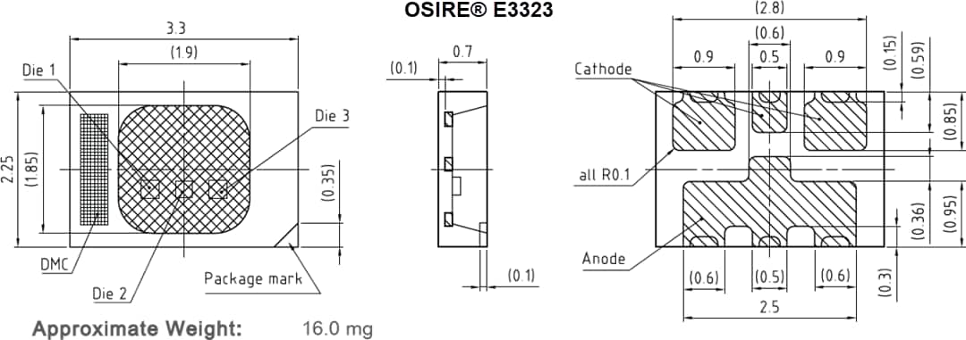 Plan mécanique - ams OSRAM LED E3323 RVB OSIRE®