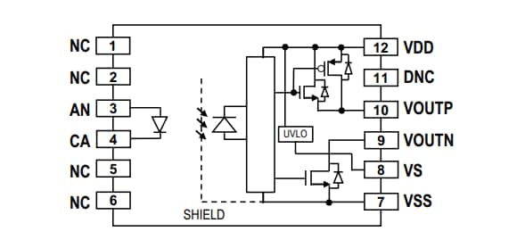 Schéma de principe - Broadcom Optocoupleurs à pilote de grille CTI 10 A 600 V ACFL-3161