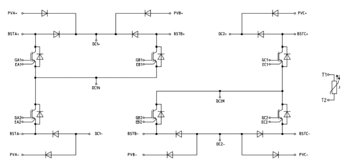 Schéma du circuit d'application - Infineon Technologies Module IGBT à 3 niveaux EasyPACK FS3L200R10W3S7F_B11